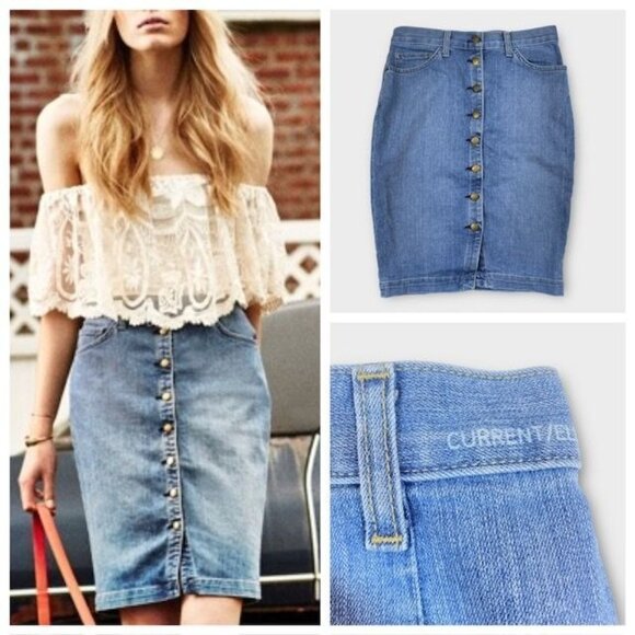 Current/Elliott Dresses & Skirts - Current Elliot The Dorothy Denim Pencil Skirt Blue, Size Small